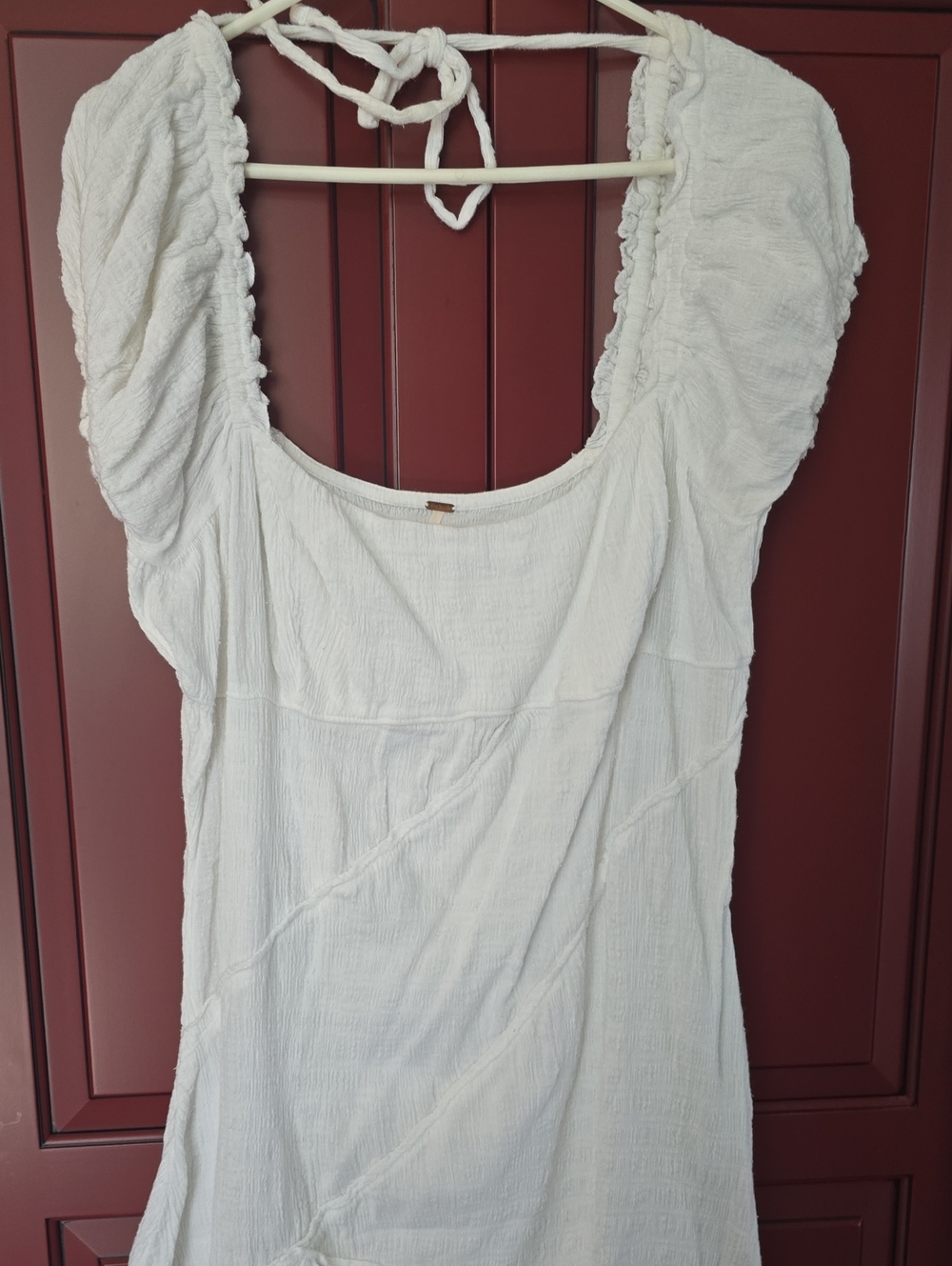White Puff Sleeve Square Neck Women's DRess FREE PEOPLE